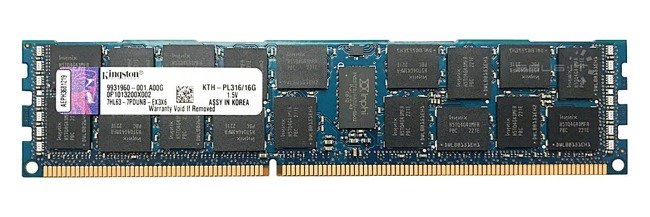 Memory RAM 1x 16GB Kingston ECC REGISTERED DDR3 2Rx4 1600MHz PC3-12800 RDIMM | KTH-PL316/16G