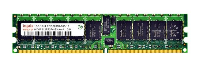 Memory RAM 1x 1GB Hynix ECC REGISTERED DDR2 1Rx4 400MHz PC2-3200 RDIMM | HYMP512R72P4-E3