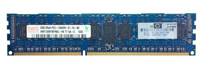 Memory RAM 1x 2GB Hynix ECC REGISTERED DDR3 2Rx8 1333MHz PC3-10600 RDIMM | HMT125R7BFR8C-H9