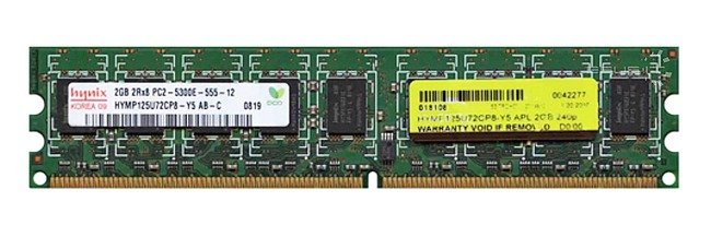 Memory RAM 1x 2GB Hynix ECC UNBUFFERED DDR2  667MHz PC2-5300 UDIMM | HYMP125U72CP8-Y5