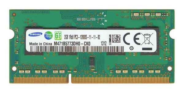 Memory RAM 1x 2GB Samsung SO-DIMM DDR3 1600MHz PC3-12800 | M471B5773DH0-CK0