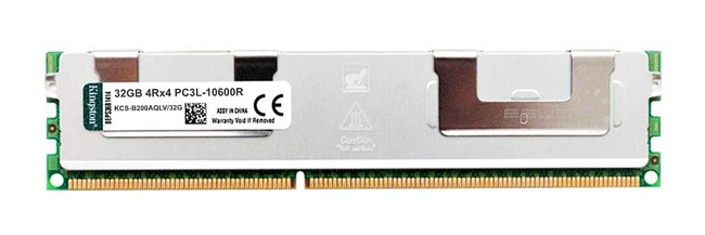 Memory RAM 1x 32GB Kingston ECC REGISTERED DDR3 4Rx4 1333MHz PC3-10600 RDIMM | KCS-B200AQLV/32G