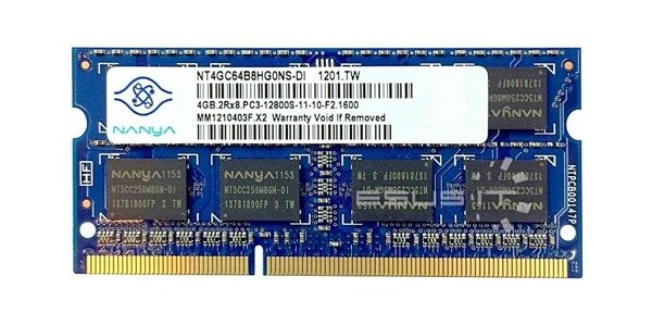 Memory RAM 1x 4GB Nanya SO-DIMM DDR3 1600MHz PC3-12800 | NT4GC64B8HG0NS-DI