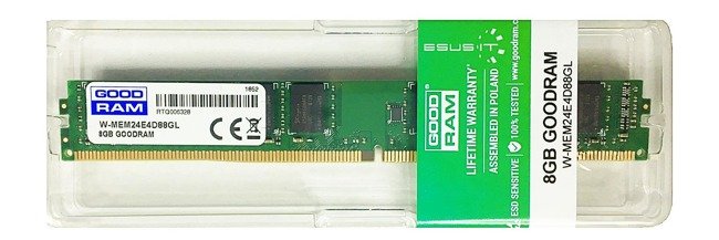 Memory RAM 1x 8GB GoodRAM ECC UNBUFFERED DDR4  2400MHz PC4-19200 UDIMM | W-MEM24E4D88GL