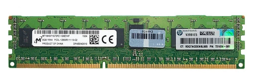 Memory RAM 1x 8GB Micron ECC REGISTERED DDR3  1600MHz PC3-12800 RDIMM | MT18KSF1G72PZ-1G6