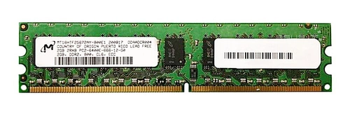 Memory RAM 1x 2GB Micron ECC UNBUFFERED DDR2  800MHz PC2-6400 UDIMM | MT18HTF25672AY-800E1